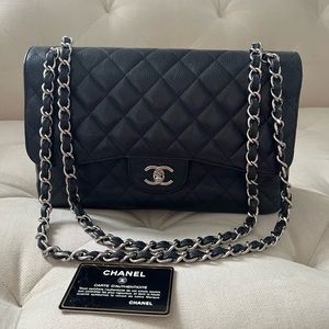 💯 Authentic Chanel Caviar Classic Jumbo Double Flap Bag